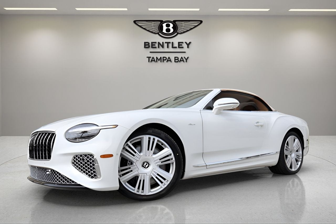 2026 Bentley Continental GTC Azure in Glacier White — front three-quarter view