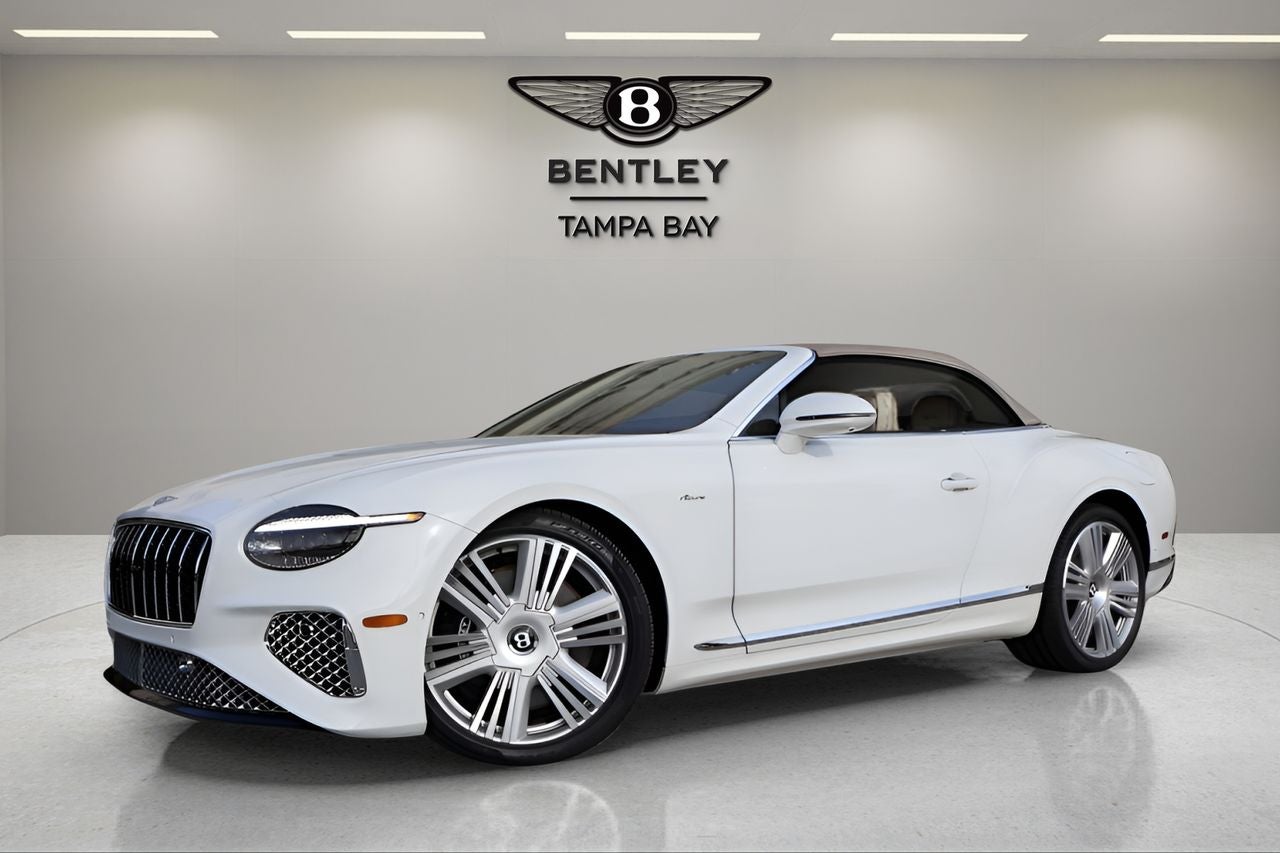 2026 Bentley Continental GTC Azure in Glacier White — front three-quarter view