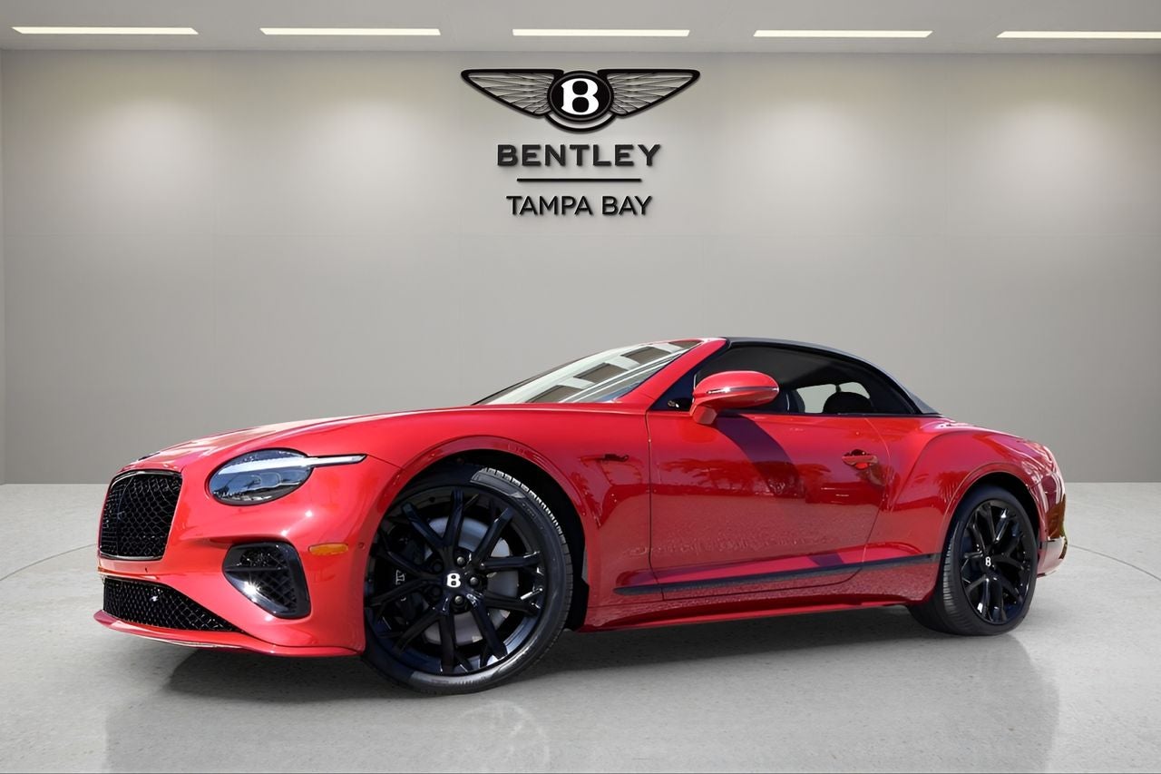 2026 Bentley Continental GTC Speed in Dragon Red — front three-quarter view