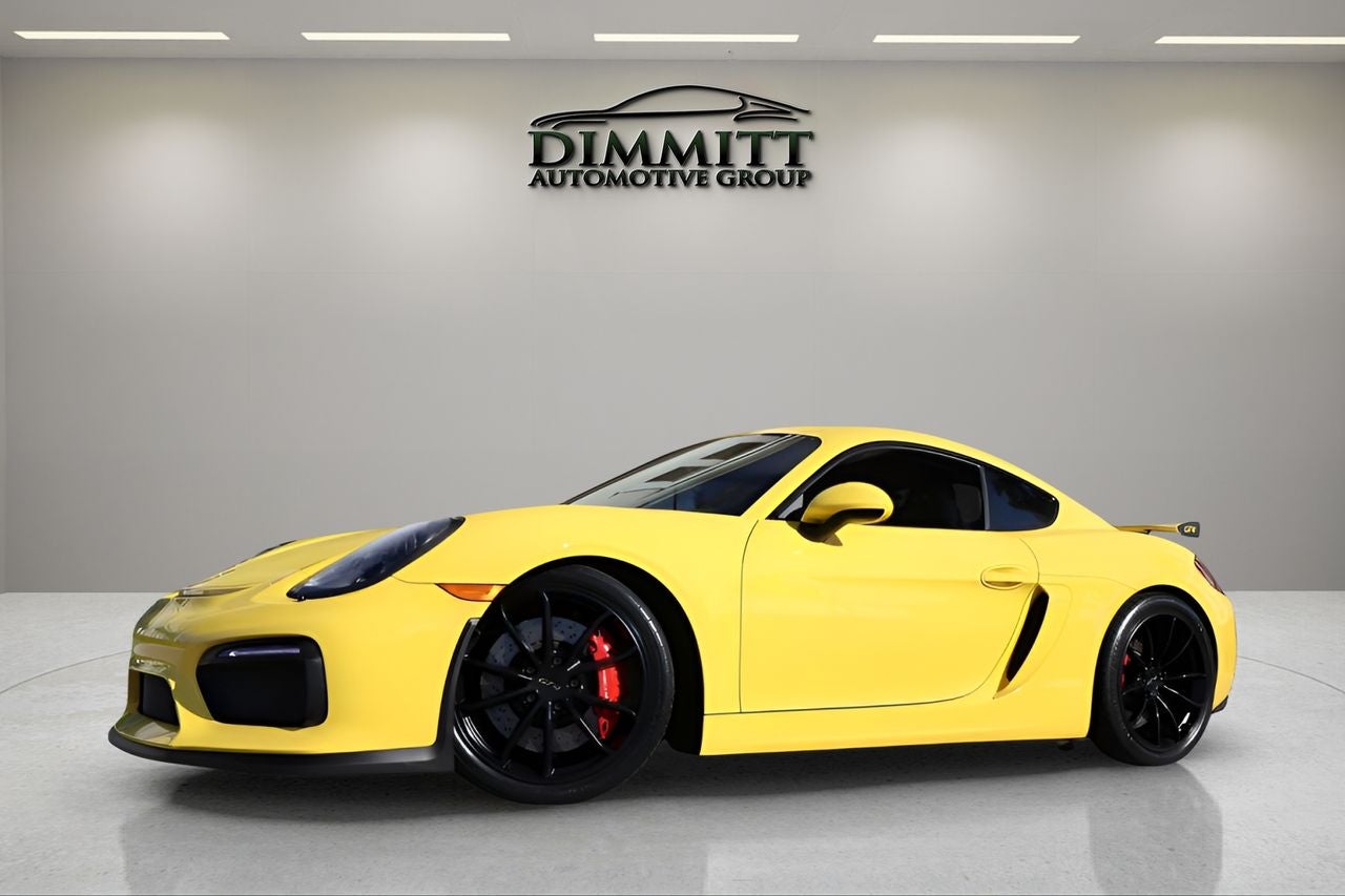 2016 Porsche Cayman GT4 in Yellow — front three-quarter view